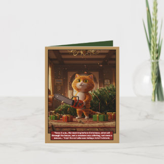 Funny 3 a.m. cat Christmas card Kaart