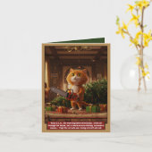 Funny 3 a.m. cat Christmas card Kaart (Gele Bloem)