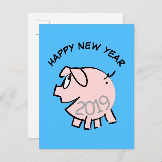 Funny 3 Cartoon Illustratie Varkenjaar geboortedag Uitnodiging Briefkaart (Voorkant / Achterkant)