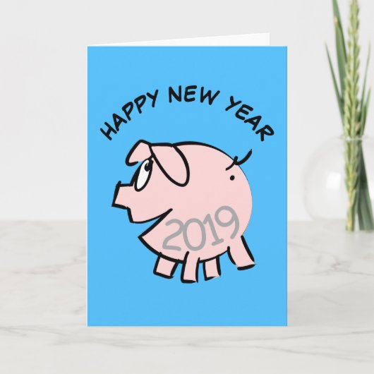 Funny 3 Cartoon Illustration Pig Year 2019 Kaart (Voorkant)