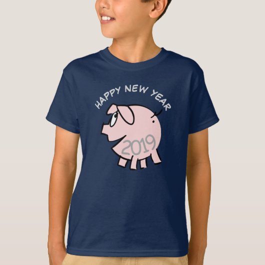 Funny 3 Cartoon Illustration Pig Year 2019 Kinder  T-shirt (Voorkant)