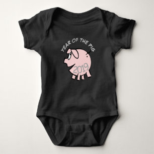 Funny 3 Cartoon Illustration Pink Pig 2019 Baby B Romper