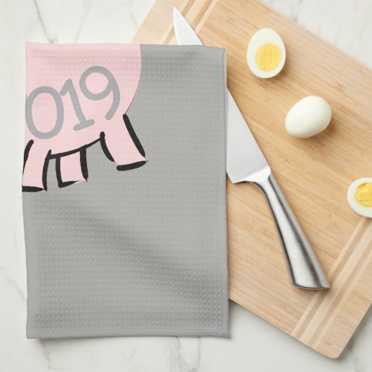 Funny 3 Cartoon Pig 2019 Kitchen Towel Theedoek (Quarter Fold)