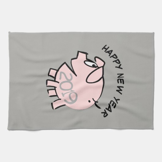 Funny 3 Cartoon Pig 2019 Kitchen Towel Theedoek (Horizontaal)