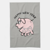 Funny 3 Cartoon Pig 2019 Kitchen Towel Theedoek (Verticaal)