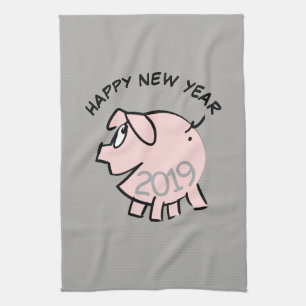 Funny 3 Cartoon Pig 2019 Kitchen Towel Theedoek