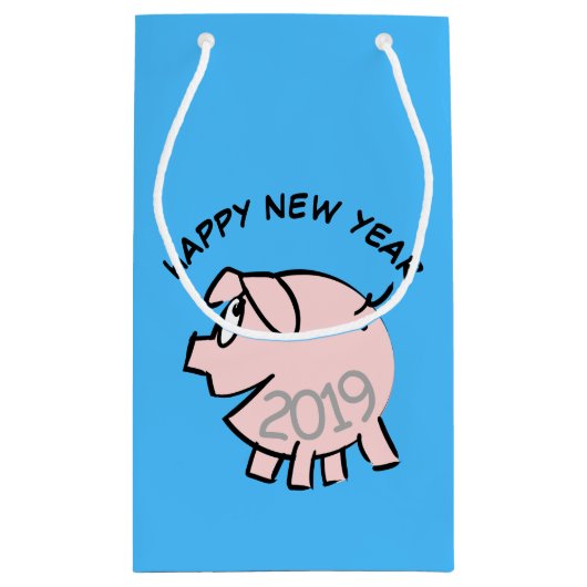Funny 3 Cartoon Pig. 2019 Small Gift Bag Klein Cadeauzakje (Achterkant)