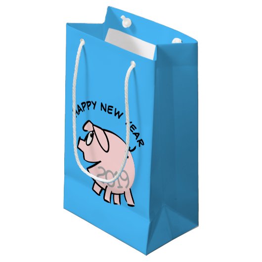 Funny 3 Cartoon Pig. 2019 Small Gift Bag Klein Cadeauzakje (Voorkant Gekanteld)