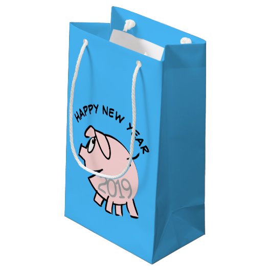 Funny 3 Cartoon Pig. 2019 Small Gift Bag Klein Cadeauzakje (Achterkant Gekanteld)