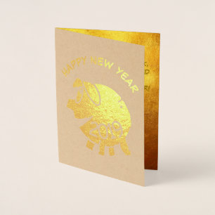 Funny 3 Cartoon Pig Year Zodiac Birthday Luxury GC Folie Kaarten