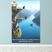Funny 3D art lemmings large canvas print (Insitu (Houten vloer))