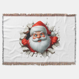 Funny 3D Santa Claus Christmas Holiday Design Deken