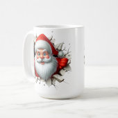 Funny 3D Santa Claus Christmas Holiday Design Koffiemok (Voorkant links)