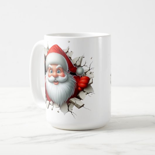 Funny 3D Santa Claus Christmas Holiday Design Koffiemok (Voorkant links)