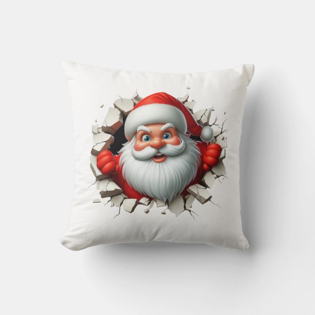 Funny 3D Santa Claus Christmas Holiday Design Kussen (Voorkant)