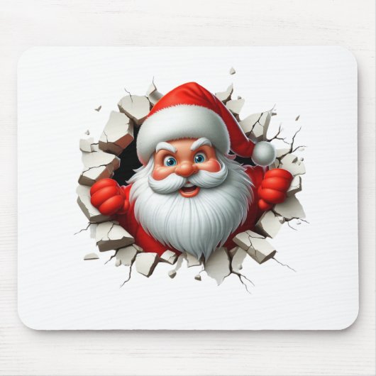 Funny 3D Santa Claus Christmas Holiday Design Muismat (Voorkant)