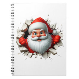 Funny 3D Santa Claus Christmas Holiday Design Notitieboek