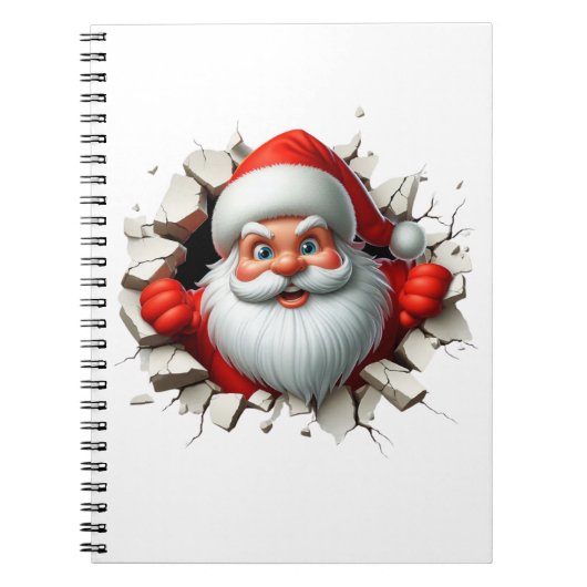 Funny 3D Santa Claus Christmas Holiday Design Notitieboek (Voorkant)