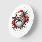 Funny 3D Santa Claus Christmas Holiday Design Ronde Klok (Hoek)