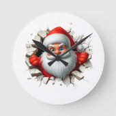 Funny 3D Santa Claus Christmas Holiday Design Ronde Klok (Voorkant)