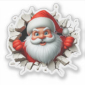 Funny 3D Santa Claus Christmas Holiday Design Sticker (Voorkant)