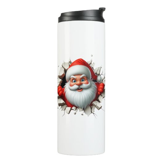 Funny 3D Santa Claus Christmas Holiday Design Thermosbeker (Gedraaid links)
