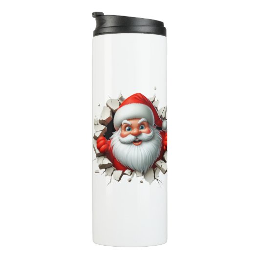 Funny 3D Santa Claus Christmas Holiday Design Thermosbeker (Geroteerd rechts)