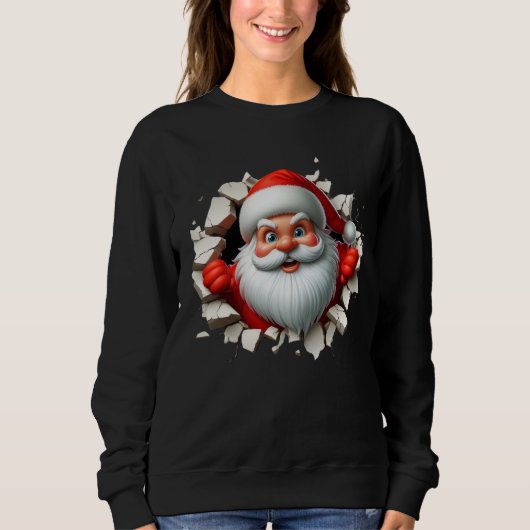 Funny 3D Santa Claus Christmas Holiday Design Trui (Voorkant)