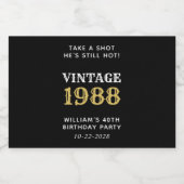 Funny  40th Birthday Black Likeurfles Etiket (Enkel label)