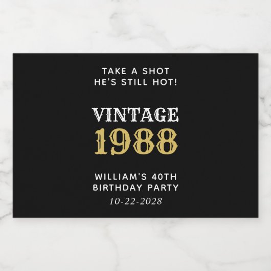 Funny  40th Birthday Black Likeurfles Etiket (Enkel label)