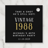 Funny 40th Birthday Black Party Bedankjes Labels (Achterkant)