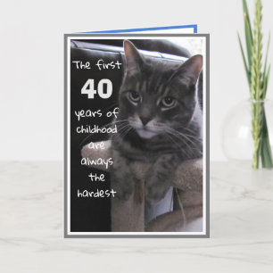 Funny 40th Birthday Cat Card Kaart
