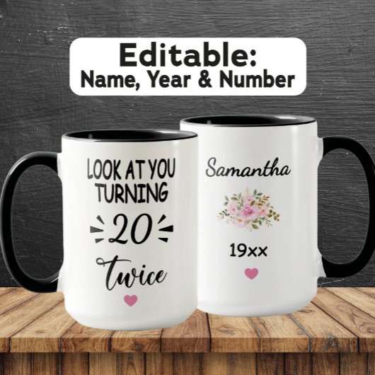 Funny 40th Birthday – Custom Name & Birth Year Mok