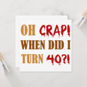 Funny 40th Birthday Gag Gift Kaart (Voorkant / Achterkant in situ)