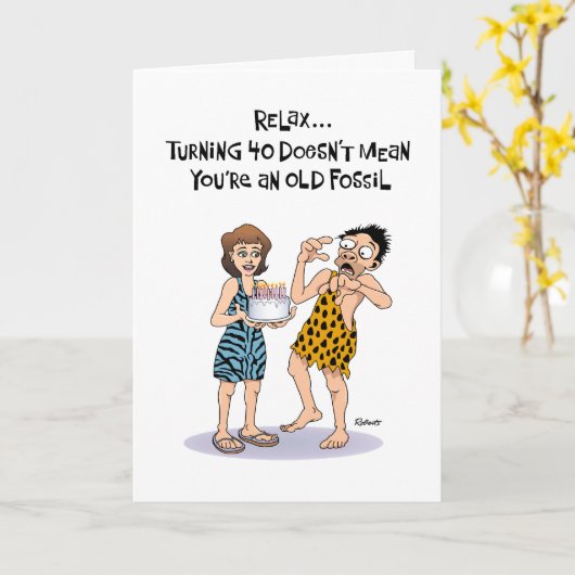 Funny 40th Birthday Greeting Kaart (Gele Bloem)