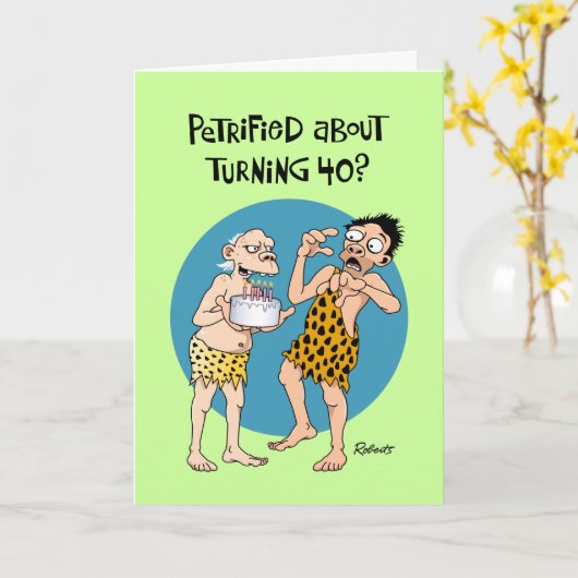Funny 40th Birthday Kaart (Gele Bloem)