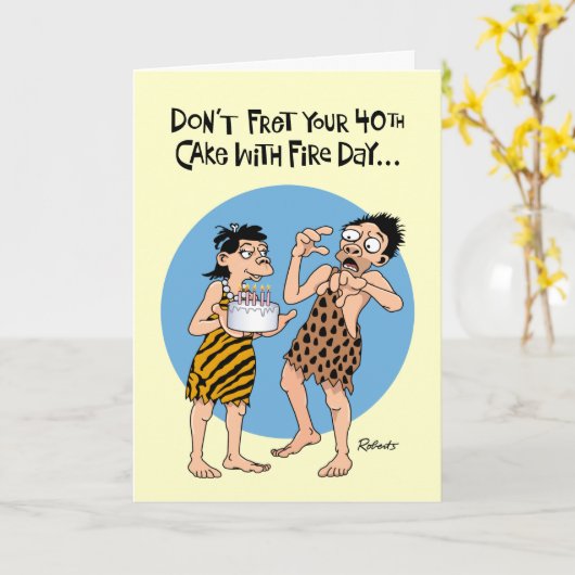 Funny 40th Birthday Kaart (Gele Bloem)