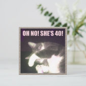 Funny 40th Birthday (Kat) Kaart (Staand voorkant)