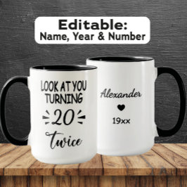 Funny 40th Birthday Mug – Custom Name & Birth Year Mok