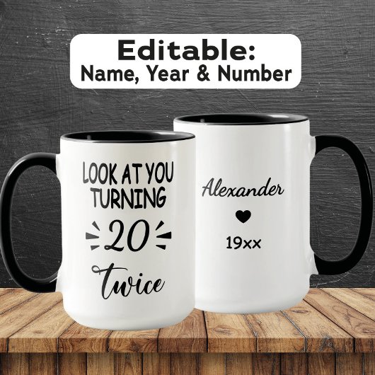 Funny 40th Birthday Mug – Custom Name & Birth Year Mok