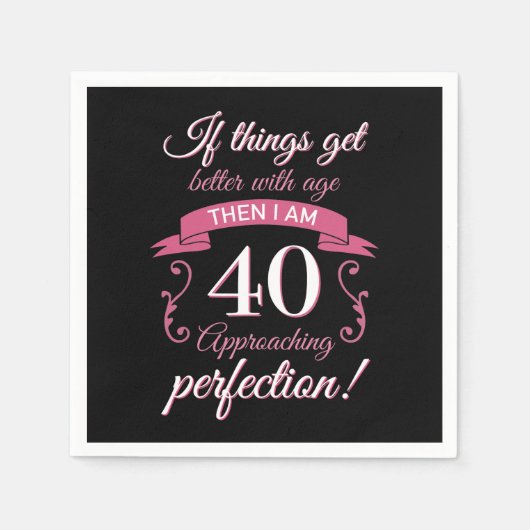Funny 40th Birthday 'Perfection' Servet (Voorkant)