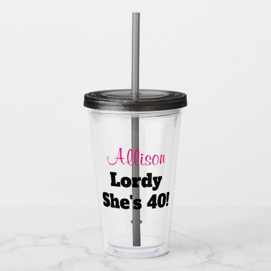 Funny 40th Birthday Pink gepersonaliseerd Acryl Drinkbeker (Voorkant)