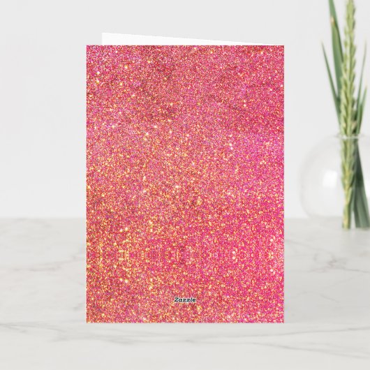 Funny 40th Birthday Pink Glitter Personalized Kaart (Achterkant)