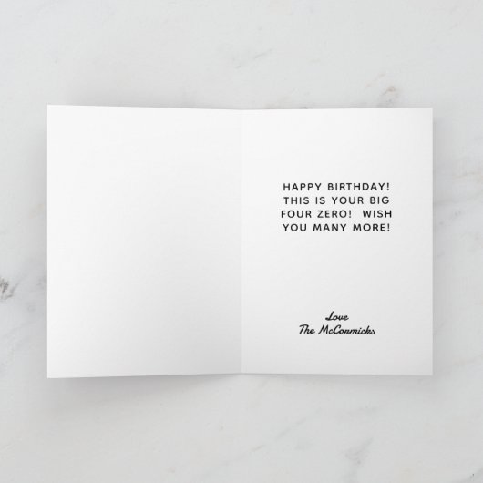 Funny 40th Birthday Pink Glitter Personalized Kaart (Binnen)