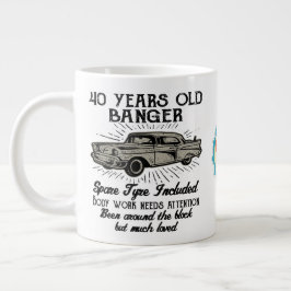 Funny 40th Birthday Retro Car Banger Add Name Date Grote Koffiekop