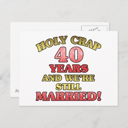 Funny 40th Jubileum Briefkaart (Voorkant / Achterkant)