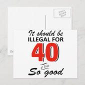 Funny 40th year old birthday designs briefkaart (Voorkant / Achterkant)