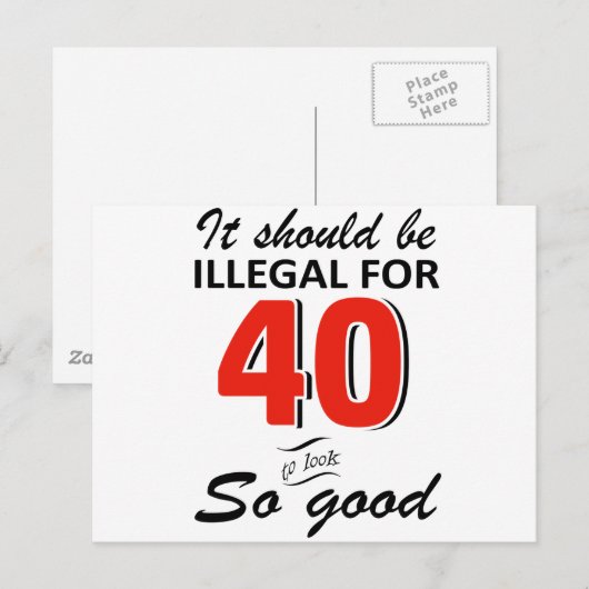 Funny 40th year old birthday designs briefkaart (Voorkant / Achterkant)