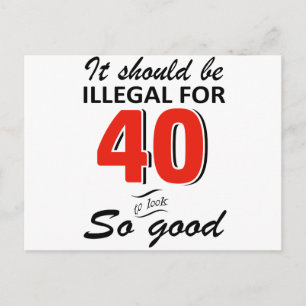 Funny 40th year old birthday designs briefkaart