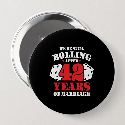 Funny 42e Jubileum koppels getrouwd 42 jaar Ronde Button 4,0 Cm (Voorkant /achterkant)
